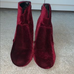 Red Velvet Ankle Booties